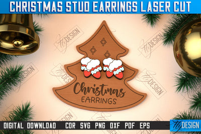 Christmas Stud Earrings | Jewelry Design | Christmas Gift Idea | CNC File SVG Fly Design 