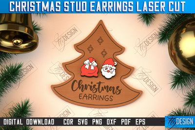 Christmas Stud Earrings | Jewelry Design | Christmas Gift Idea | CNC File SVG Fly Design 