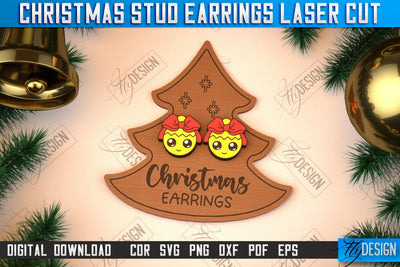 Christmas Stud Earrings | Jewelry Design | Christmas Gift Idea | CNC File SVG Fly Design 