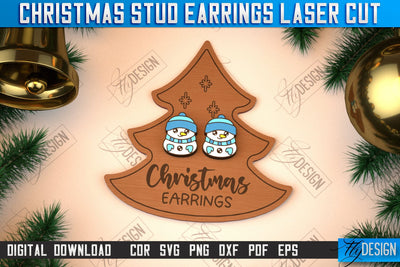 Christmas Stud Earrings | Jewelry Design | Christmas Gift Idea | CNC File SVG Fly Design 