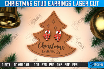Christmas Stud Earrings | Jewelry Design | Christmas Gift Idea | CNC File SVG Fly Design 