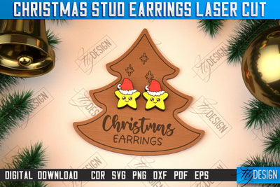 Christmas Stud Earrings | Jewelry Design | Christmas Gift Idea | CNC File SVG Fly Design 