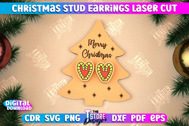 Christmas Stud Earrings | Jewelry Design | Christmas Gift Idea | CNC File SVG The T Store Design 