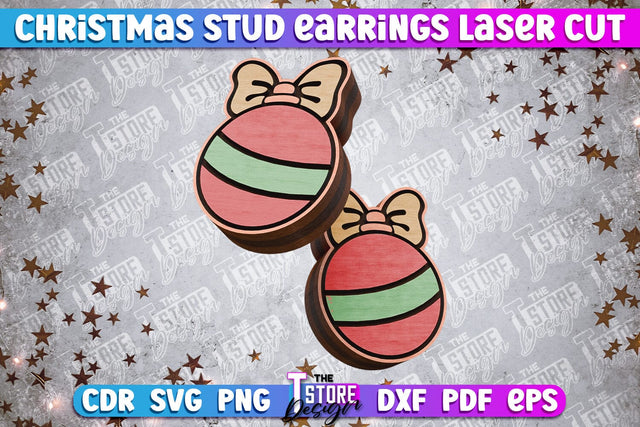 Christmas Stud Earrings | Jewelry Design | Christmas Gift Idea | CNC File SVG The T Store Design 