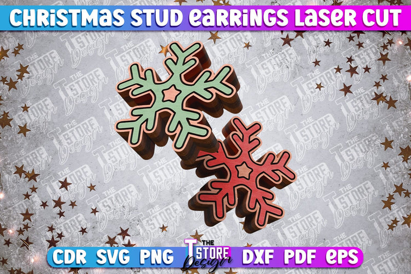 Christmas Stud Earrings | Jewelry Design | Christmas Gift Idea | CNC File SVG The T Store Design 