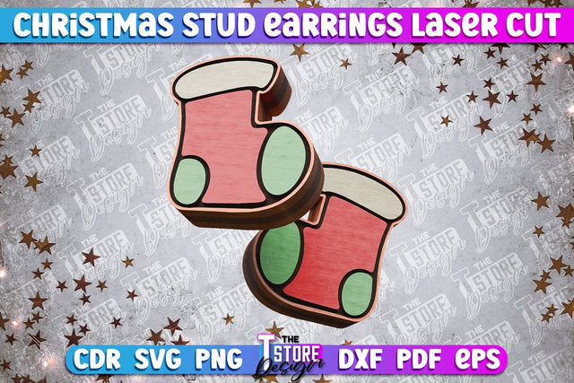 Christmas Stud Earrings | Jewelry Design | Christmas Gift Idea | CNC File SVG The T Store Design 