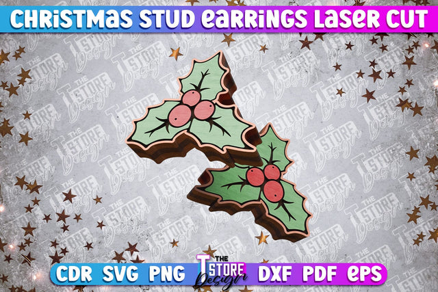 Christmas Stud Earrings | Jewelry Design | Christmas Gift Idea | CNC File SVG The T Store Design 