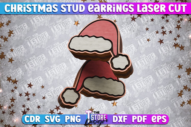 Christmas Stud Earrings | Jewelry Design | Christmas Gift Idea | CNC File SVG The T Store Design 