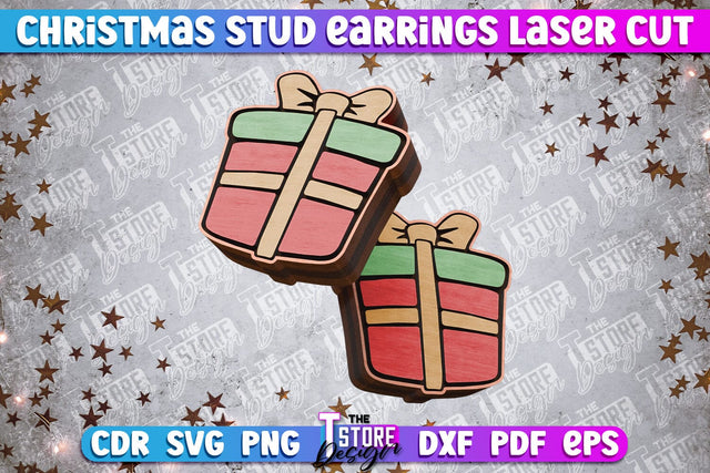 Christmas Stud Earrings | Jewelry Design | Christmas Gift Idea | CNC File SVG The T Store Design 