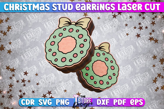 Christmas Stud Earrings | Jewelry Design | Christmas Gift Idea | CNC File SVG The T Store Design 