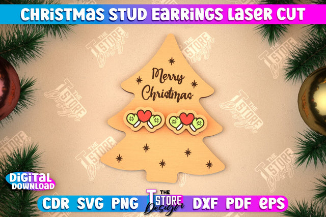 Christmas Stud Earrings | Jewelry Design | Christmas Gift Idea | CNC File SVG The T Store Design 