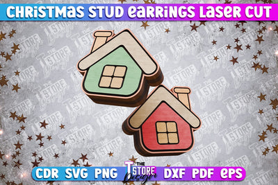 Christmas Stud Earrings | Jewelry Design | Christmas Gift Idea | CNC File SVG The T Store Design 
