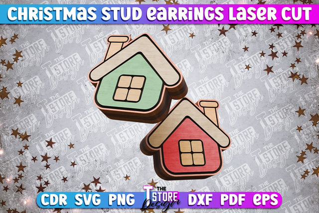 Christmas Stud Earrings | Jewelry Design | Christmas Gift Idea | CNC File SVG The T Store Design 
