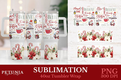 Christmas Sublimation 40oz Tumbler Wrap | 40oz Tumbler Wrap Sublimation Petunia Digital Design 