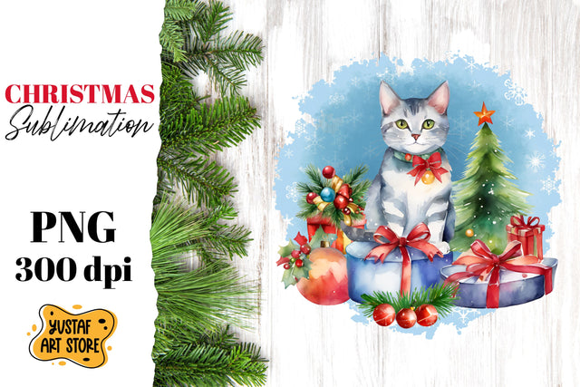 Christmas sublimation design. Christmas Cat sublimation. Sublimation Yustaf Art Store 
