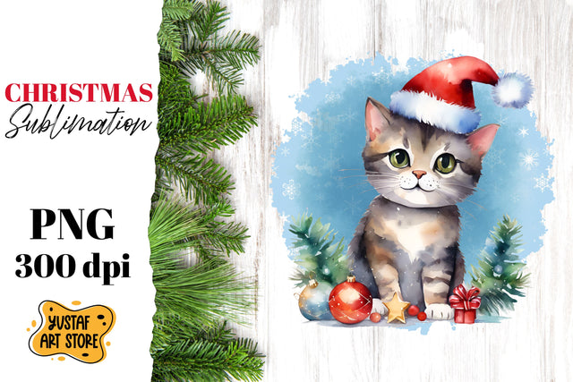 Christmas sublimation design. Christmas Cat sublimation. Sublimation Yustaf Art Store 