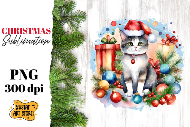Christmas sublimation design. Christmas Cat sublimation. Sublimation Yustaf Art Store 