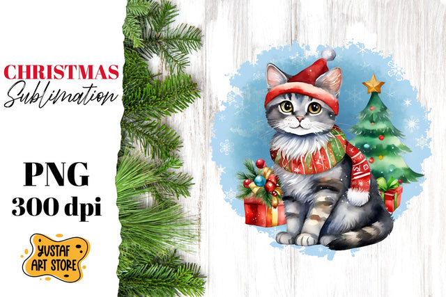 Christmas sublimation design. Christmas Cat sublimation. Sublimation Yustaf Art Store 