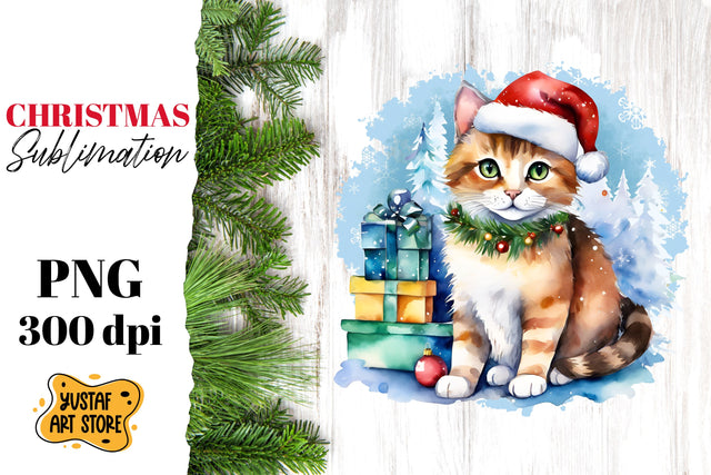 Christmas sublimation design. Christmas Cat sublimation. Sublimation Yustaf Art Store 