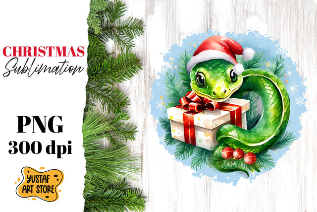 Christmas sublimation design. Cute snake christmas design Sublimation Yustaf Art Store 