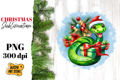 Christmas sublimation design. Cute snake christmas design Sublimation Yustaf Art Store 