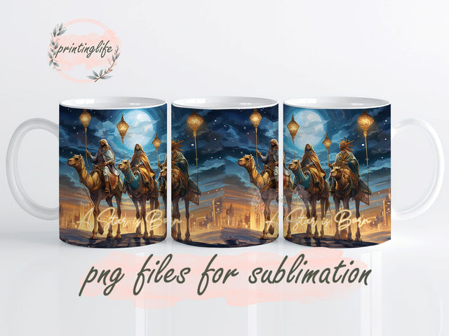Christmas Sublimation Design, Three Wise Men Christmas Mug Wrap for Men Father, nativity coffee mug, nativity tea mug, Christian mug, Christmas present Sublimation PrintingLife 