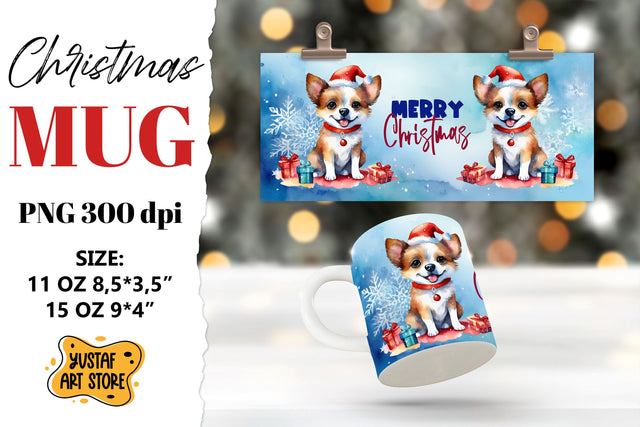 Christmas sublimation mug. Christmas Dog illustration Sublimation Yustaf Art Store 