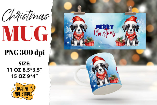 Christmas sublimation mug. Christmas Dog illustration Sublimation Yustaf Art Store 
