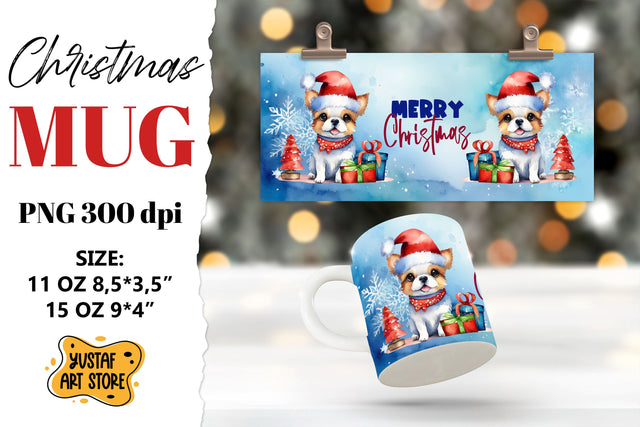 Christmas sublimation mug. Christmas Dog illustration Sublimation Yustaf Art Store 