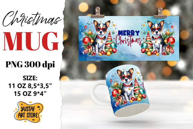 Christmas sublimation mug. Christmas Dog illustration Sublimation Yustaf Art Store 