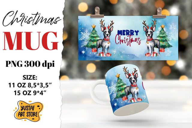 Christmas sublimation mug. Christmas Dog illustration Sublimation Yustaf Art Store 