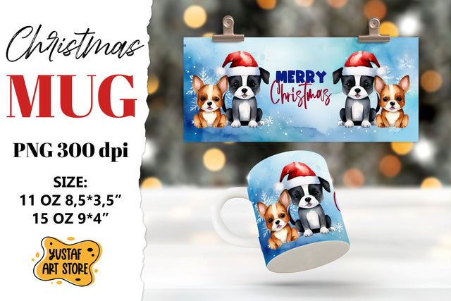 Christmas sublimation mug. Christmas Dog illustration Sublimation Yustaf Art Store 
