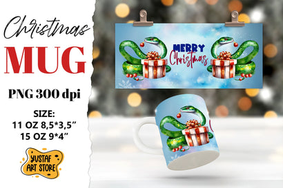 Christmas sublimation mug wrap. Christmas snake illustration Sublimation Yustaf Art Store 