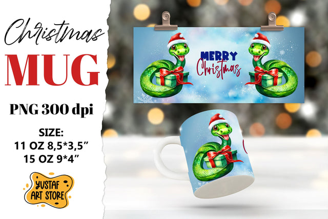 Christmas sublimation mug wrap. Christmas snake illustration Sublimation Yustaf Art Store 