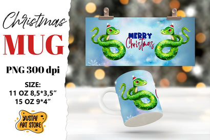 Christmas sublimation mug wrap. Christmas snake illustration Sublimation Yustaf Art Store 