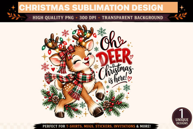 Christmas Sublimation PNG Bundle, Christmas Reindeer and Cute Holiday Sayings, Festive T-Shirt Designs, 300 DPI PNG Sublimation BlackCatsMedia 