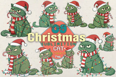 Christmas Sublimition Cat Clipart SVG Angelina750 