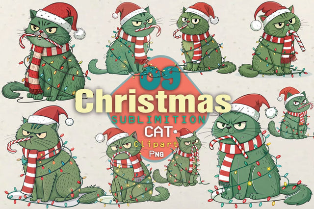 Christmas Sublimition Cat Clipart SVG Angelina750 