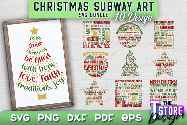 Christmas Subway Art Bundle | Christmas Typography Art | Word Collage SVG Design SVG The T Store Design 