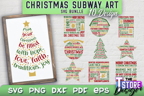 Christmas Subway Art Bundle | Christmas Typography Art | Word Collage SVG Design SVG The T Store Design 