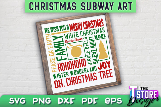 Christmas Subway Art SVG Design | Christmas Typography Art | Word Collage SVG Design SVG The T Store Design 