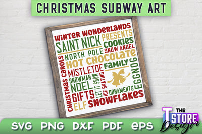 Christmas Subway Art SVG Design | Christmas Typography Art | Word Collage SVG Design SVG The T Store Design 