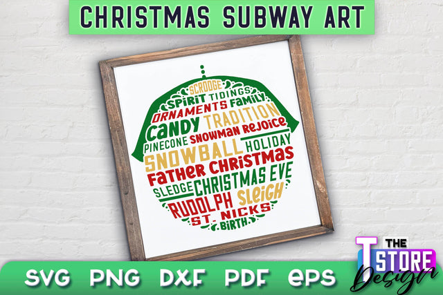 Christmas Subway Art SVG Design | Christmas Typography Art | Word Collage SVG Design SVG The T Store Design 