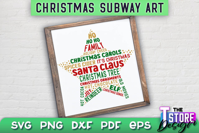 Christmas Subway Art SVG Design | Christmas Typography Art | Word Collage SVG Design SVG The T Store Design 