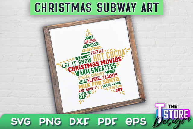 Christmas Subway Art SVG Design | Christmas Typography Art | Word Collage SVG Design SVG The T Store Design 