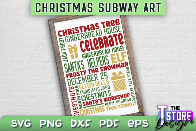 Christmas Subway Art SVG Design | Christmas Typography Art | Word Collage SVG Design SVG The T Store Design 