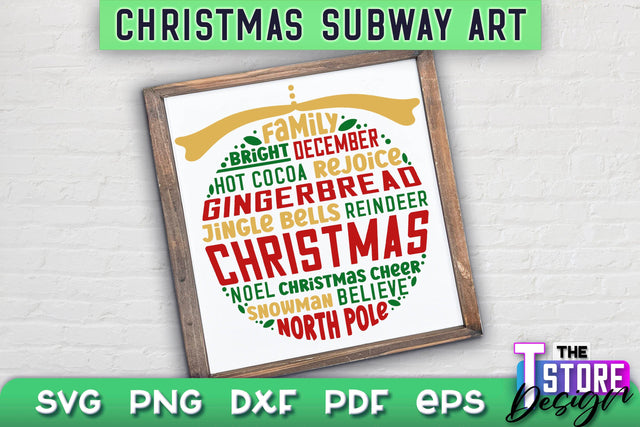 Christmas Subway Art SVG Design | Christmas Typography Art | Word Collage SVG Design SVG The T Store Design 