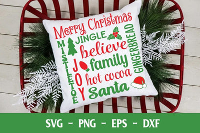 Christmas Subway Art SVG - Holiday Word Collage Cut File SVG Silhouette School Blog Design Shop 
