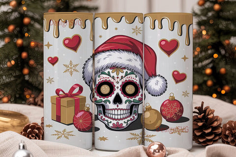 Christmas Sugar Skull 20oz Tumbler Wrap Sublimation DesignSVG 