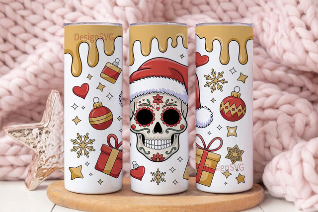 Christmas Sugar Skull 20oz Tumbler Wrap Sublimation DesignSVG 